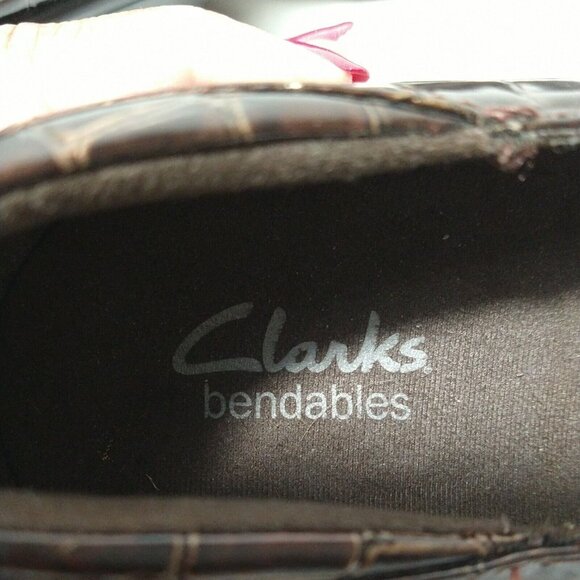 Clarks Bendables Brown Croc Print Slip-on Shoes Women Size 9.5 M Faux Leather - Picture 8 of 11